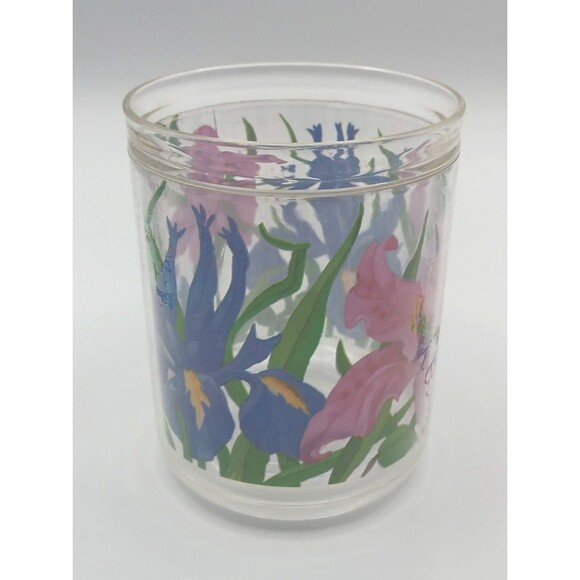 Vtg Tumblers Glasses Mid Century Modern Acrylic Floral Print Retro 4.5" H Set 6 - Picture 6 of 10